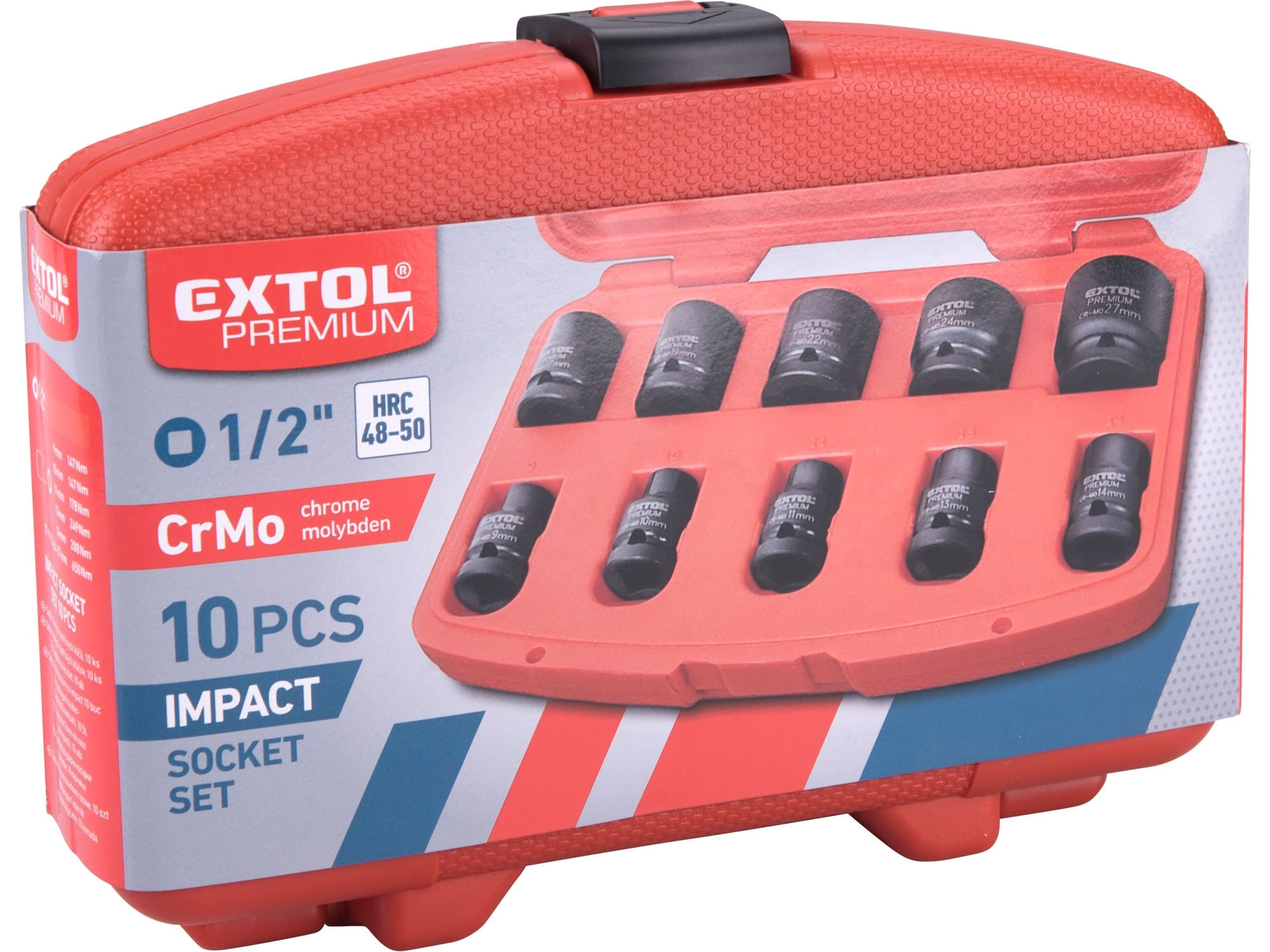 Set chei tubulare de impact, EXTOL PREMIUM, 8818131, CrMo, 9-27mm — imaginea 2