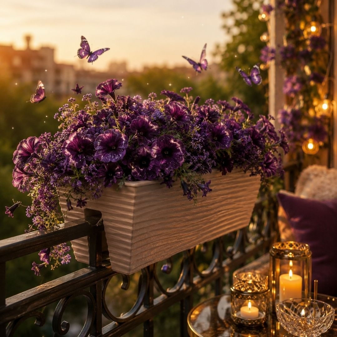 Jardiniera suspendata pentru balustrada, 59 x 26 x 24 cm, bej, pentru balcon, terasa si gradina — imaginea 2