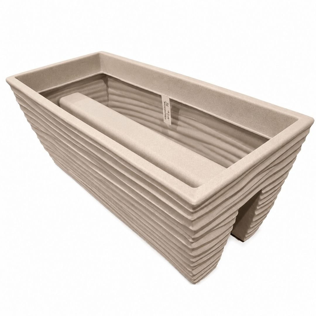 Jardiniera suspendata pentru balustrada, 59 x 26 x 24 cm, bej, pentru balcon, terasa si gradina — imaginea 3