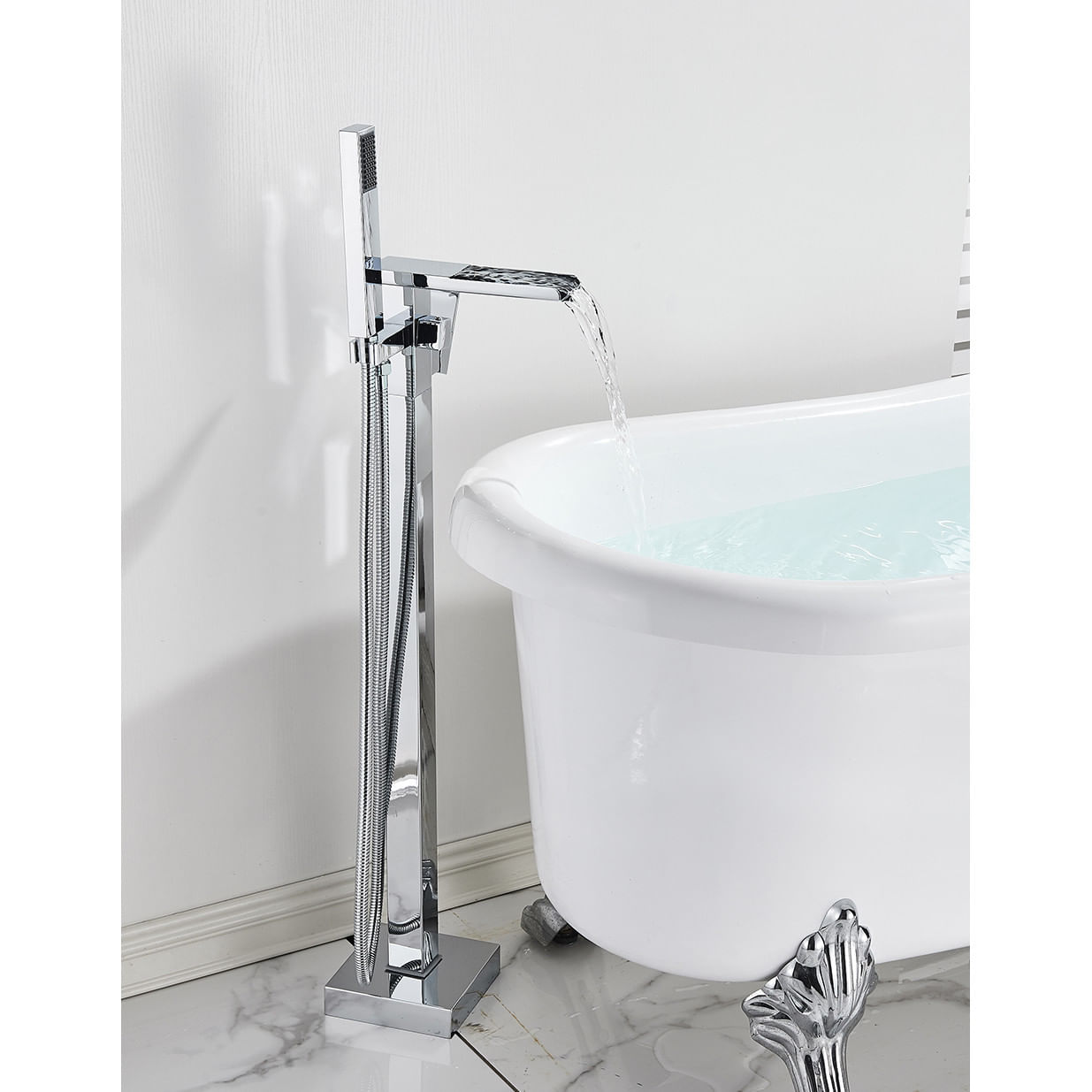Baterie cada Free standing, Blackswan, Tip Cascada M30, model crom lucios, dimensiune 98 cm — imaginea 2