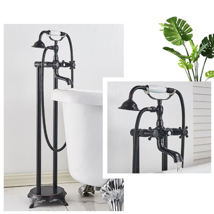 Baterie cada Free standing, Blackswan, Tip M36 ceramica, model negru antichizat, dimensiune 94 cm — imaginea 2