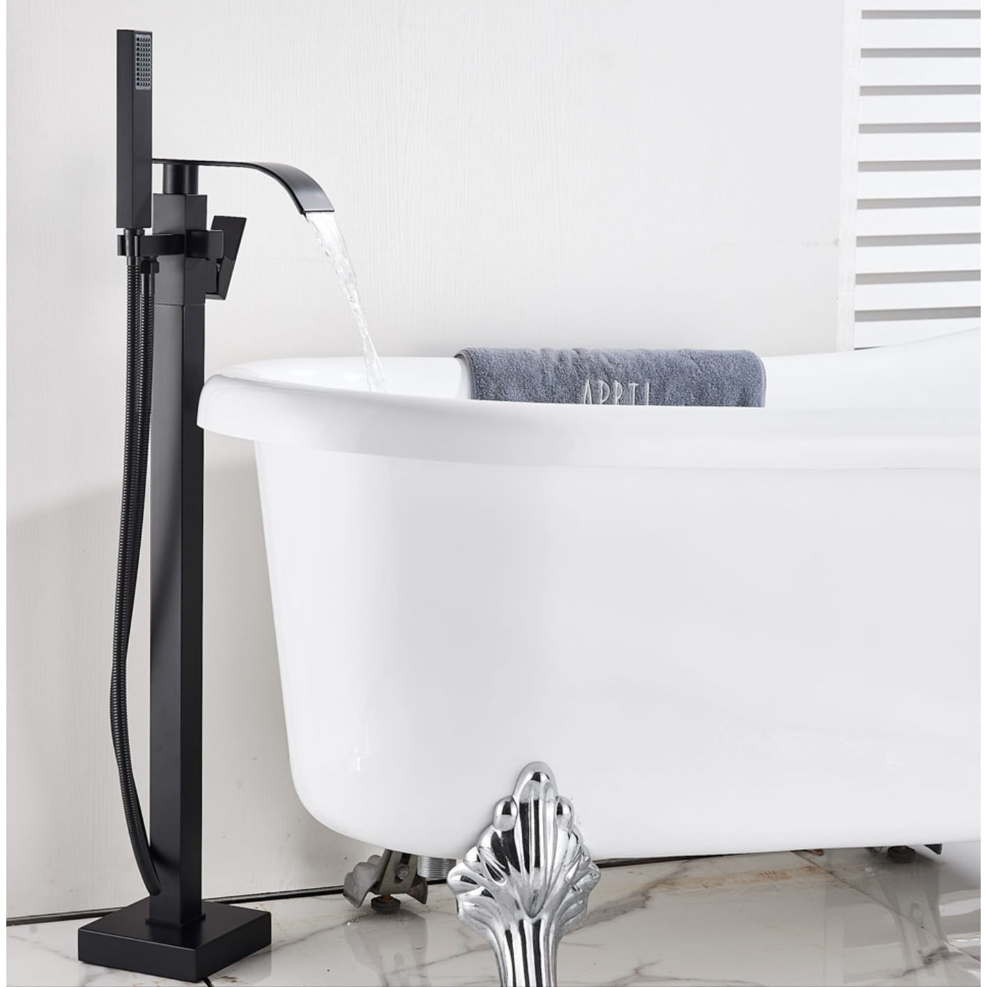 Baterie cada Free standing, Blackswan, Tip Cascada M52, model negru mat, dimensiune 100 cm — imaginea 2