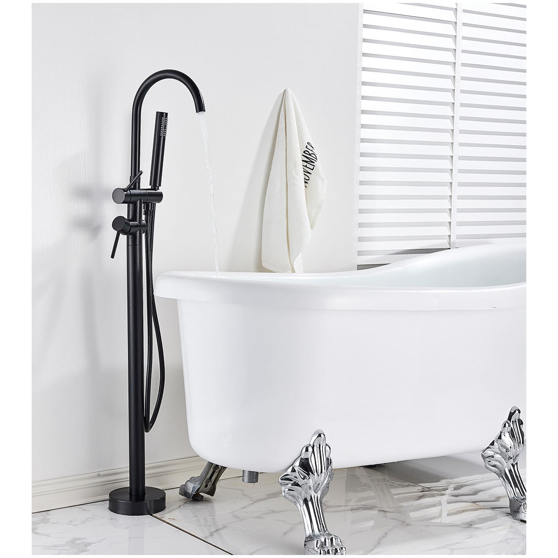 Baterie cada Free standing, Blackswan, Tip M50, model negru mat, dimensiune 117 cm — imaginea 2