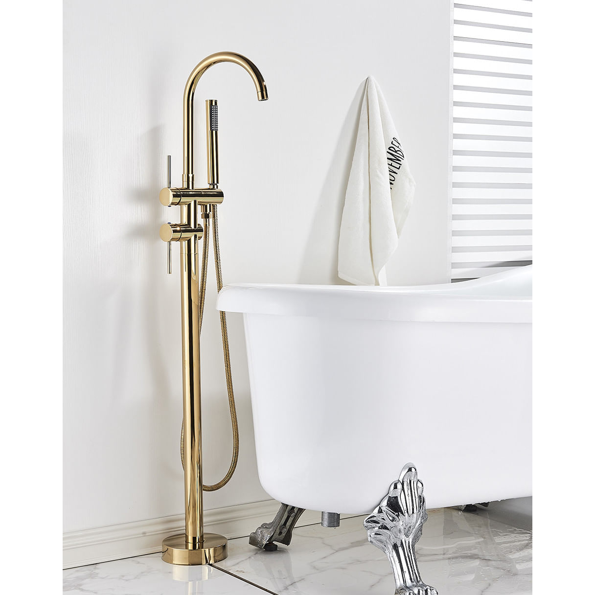 Baterie cada Free standing, Blackswan, Tip Cascada M60, model auriu lucios, dimensiune 116 cm — imaginea 2