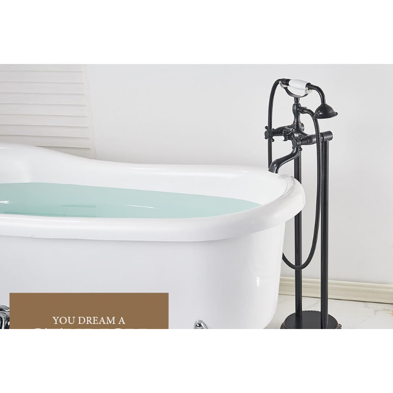 Baterie cada Free standing, Blackswan, Tip M36 ceramica, model negru antichizat, dimensiune 94 cm — imaginea 3