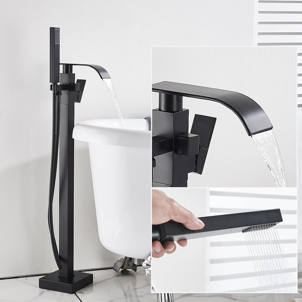 Baterie cada Free standing, Blackswan, Tip Cascada M52, model negru mat, dimensiune 100 cm — imaginea 3