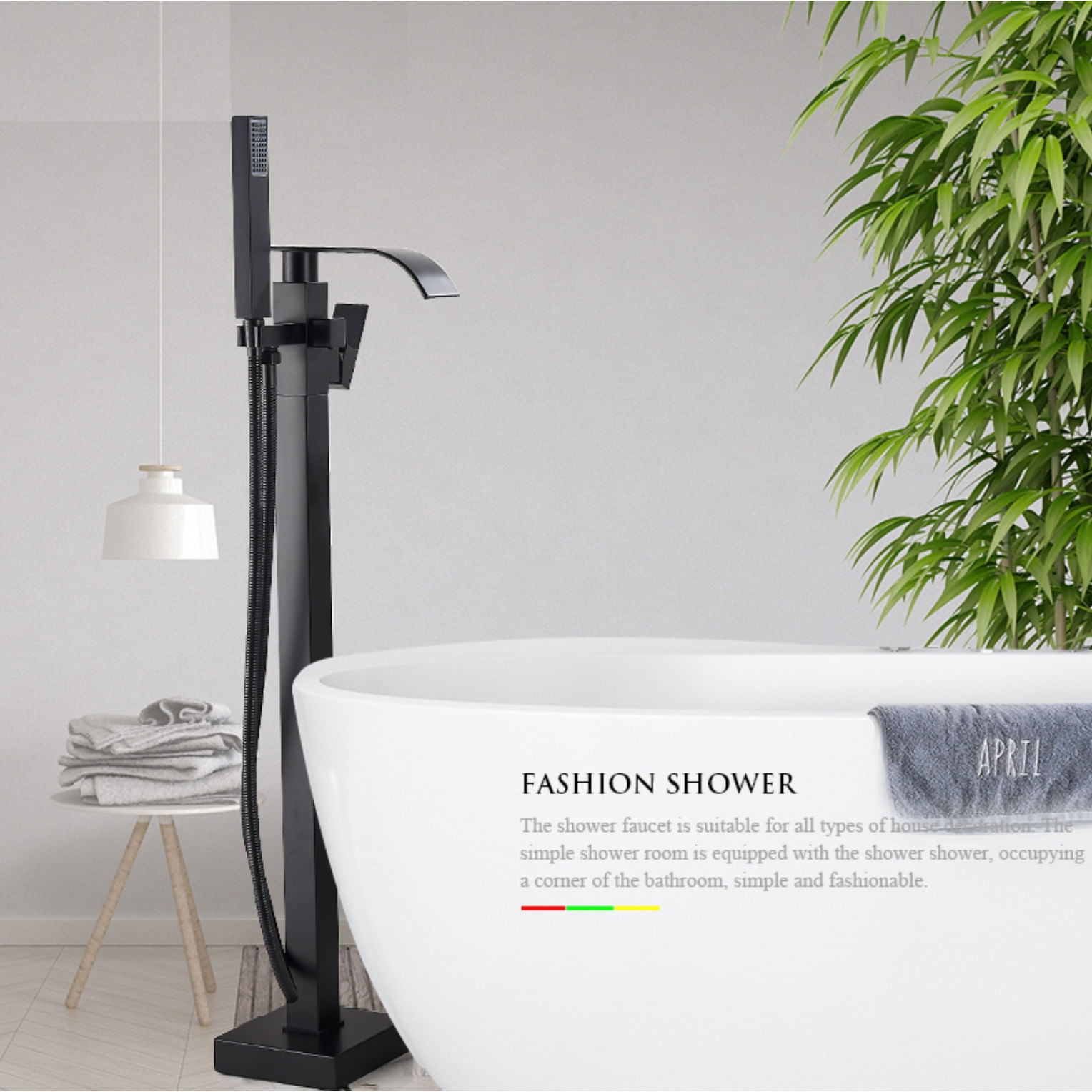 Baterie cada Free standing, Blackswan, Tip Cascada M52, model negru mat, dimensiune 100 cm — imaginea 4