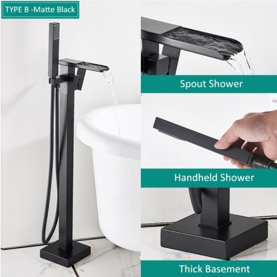 Baterie cada Free standing, Blackswan, Tip Cascada M32, model negru mat, dimensiune 98 cm — imaginea 5