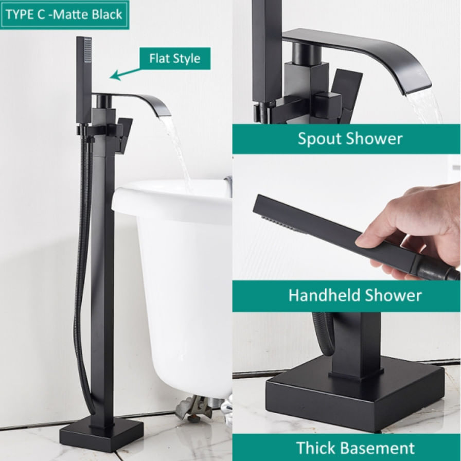 Baterie cada Free standing, Blackswan, Tip Cascada M52, model negru mat, dimensiune 100 cm — imaginea 5