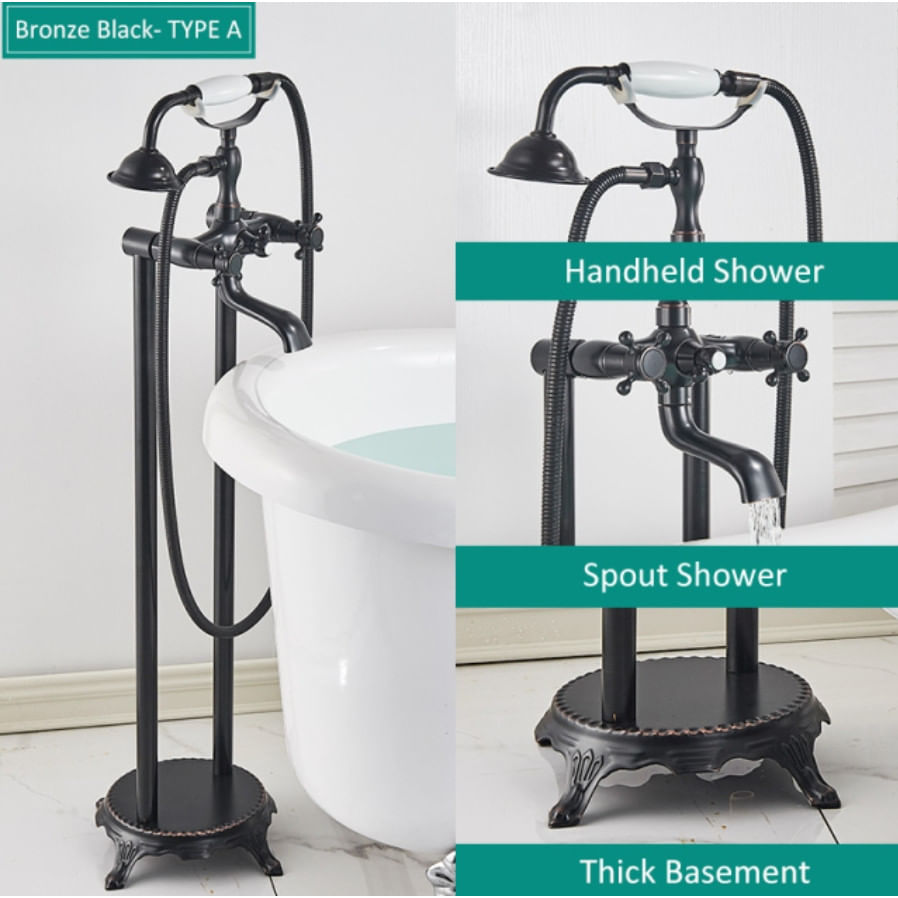 Baterie cada Free standing, Blackswan, Tip M36 ceramica, model negru antichizat, dimensiune 94 cm — imaginea 5