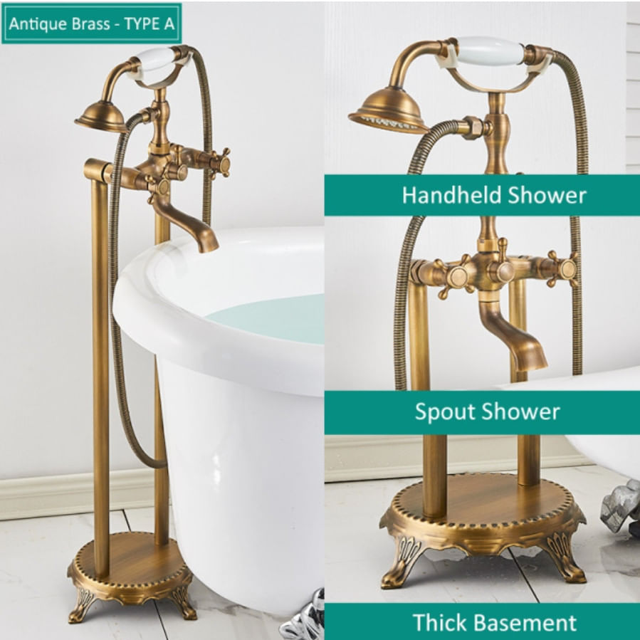 Baterie cada Free standing, Blackswan, Tip M40.2 ceramica alba, model bronz antichizat, dimensiune 100 cm — imaginea 4