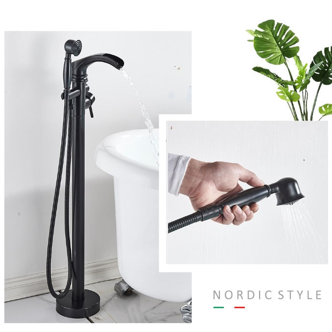 Baterie cada Free standing, Blackswan, Tip Cascada M55, model negru mat, dimensiune 96 cm — imaginea 5
