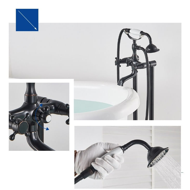 Baterie cada Free standing, Blackswan, Tip M36 ceramica, model negru antichizat, dimensiune 94 cm — imaginea 6
