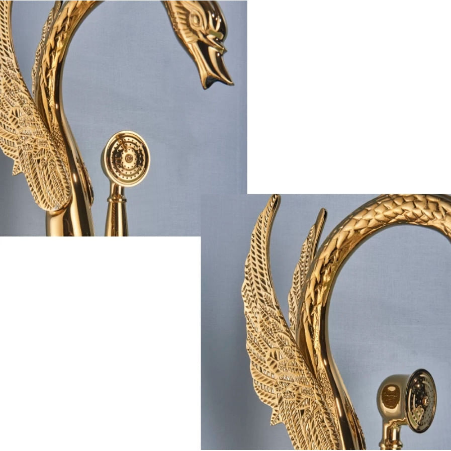 Baterie cada Free standing, Blackswan, Tip M78 Lebada, model auriu lucios, dimensiune 110 cm — imaginea 6