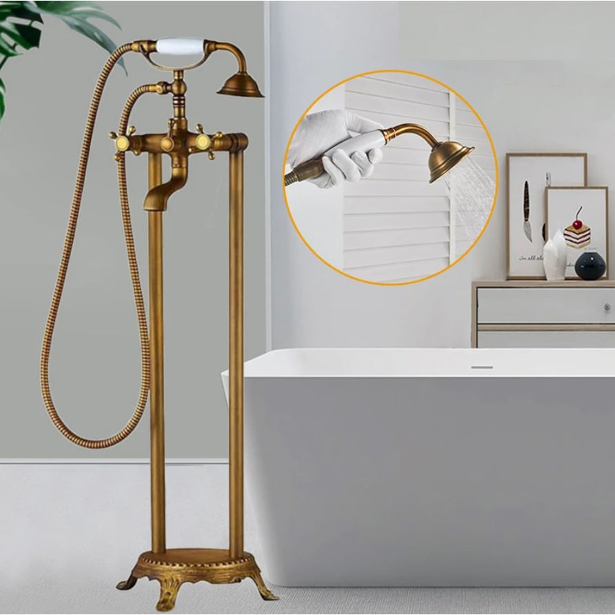 Baterie cada Free standing, Blackswan, Tip M40.2 ceramica alba, model bronz antichizat, dimensiune 100 cm — imaginea 5