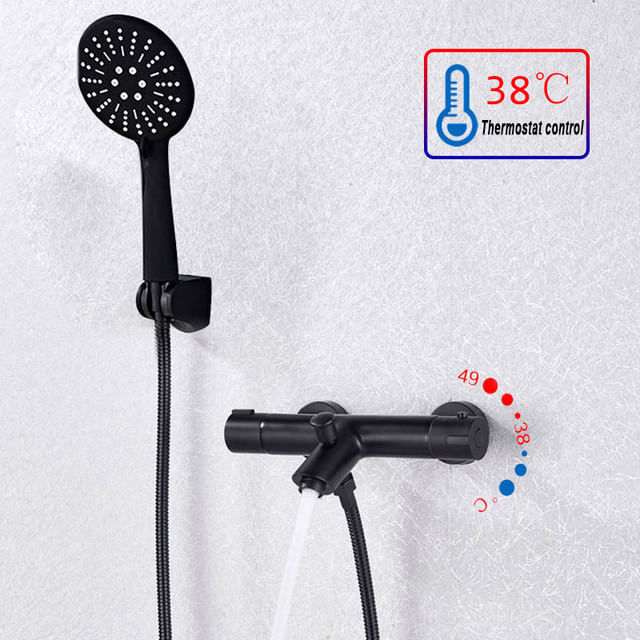 Baterie cada, Blackswan, Tip M87, model negru mat cu termostat si dus cu 3 functii, dimensiune 26.7 cm — imaginea 2