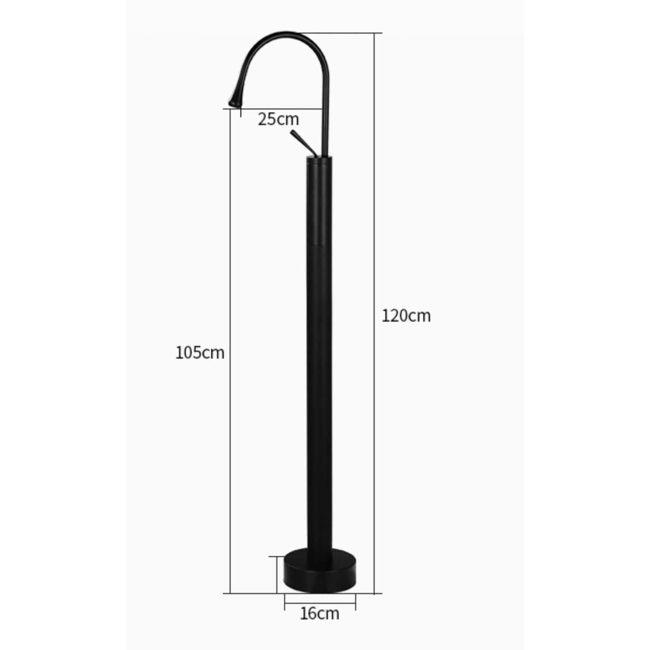 Baterie cada Free standing, Blackswan, Tip M66, model negru mat, dimensiune 120 cm — imaginea 5