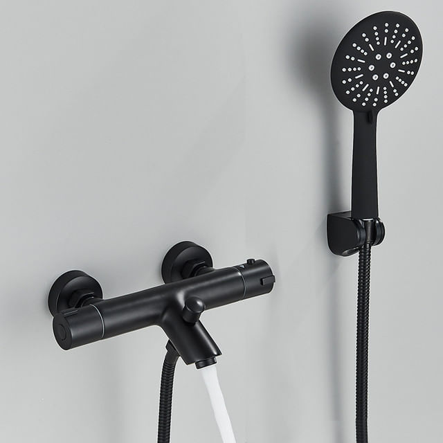 Baterie cada, Blackswan, Tip M87, model negru mat cu termostat si dus cu 3 functii, dimensiune 26.7 cm — imaginea 4