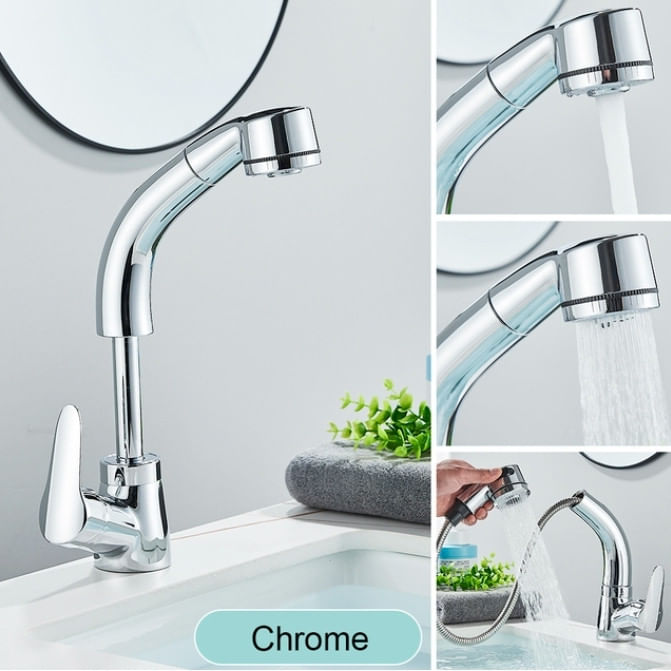 Baterie chiuveta baie, Blackswan, Tip M175, model crom cu pipa retractabila, dimensiune 24 cm — imaginea 3