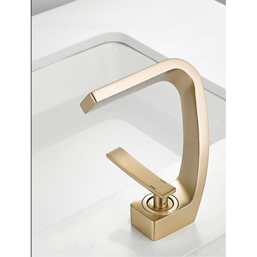 Baterie chiuveta baie, Blackswan, Tip M206, model auriu mat cu pipa tip cascada, dimensiune 15 cm — imaginea 4