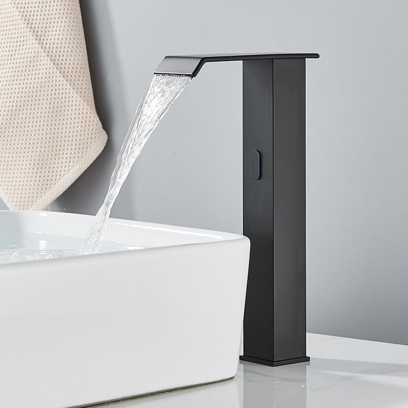 Baterie chiuveta baie, Blackswan, Tip M182, model negru cu pipa tip cascada si senzor, dimensiune 32 cm — imaginea 4