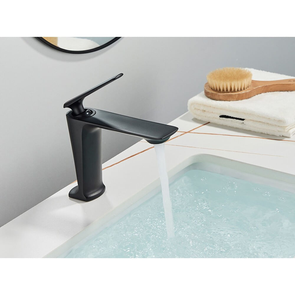 Baterie chiuveta baie, Blackswan, Tip M199, model negru mat scurt, dimensiune 16 cm — imaginea 4
