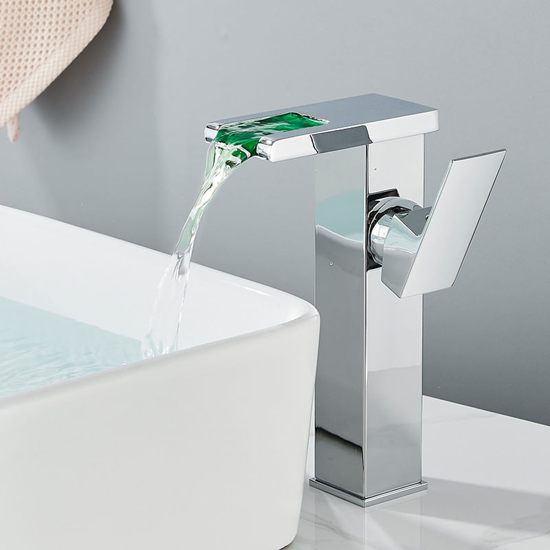Baterie chiuveta baie, Blackswan, Tip M189, model crom inalt cu pipa tip cascada si LED, dimensiune 24 cm — imaginea 2