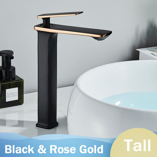 Baterie chiuveta baie, Blackswan, Tip M198, model negru/ auriu rose inalt, dimensiune 28 cm — imaginea 2