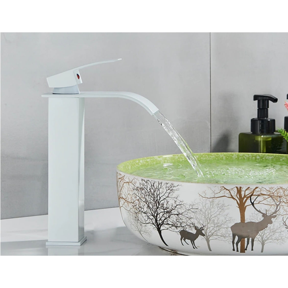 Baterie chiuveta baie, Blackswan, Tip M161, model alb mat cu pipa tip cascada, dimensiune 25 cm — imaginea 4