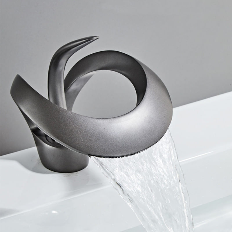 Baterie chiuveta baie, Blackswan, Tip M216, model gri antracit cu pipa tip cascada, dimensiune 15 cm — imaginea 5