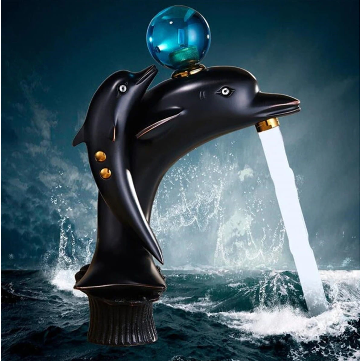 Baterie chiuveta baie, Blackswan, Tip M252 Delfin, model negru, dimensiune 25.5 cm — imaginea 2