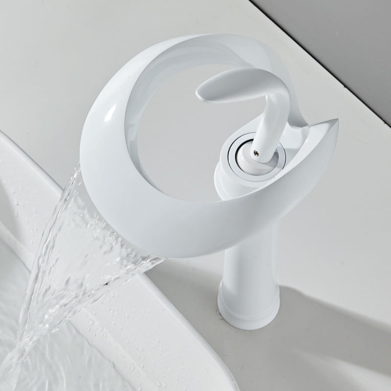 Baterie chiuveta baie, Blackswan, Tip M220, model alb cu pipa tip cascada si montare pe blat, dimensiune 34 cm — imaginea 6