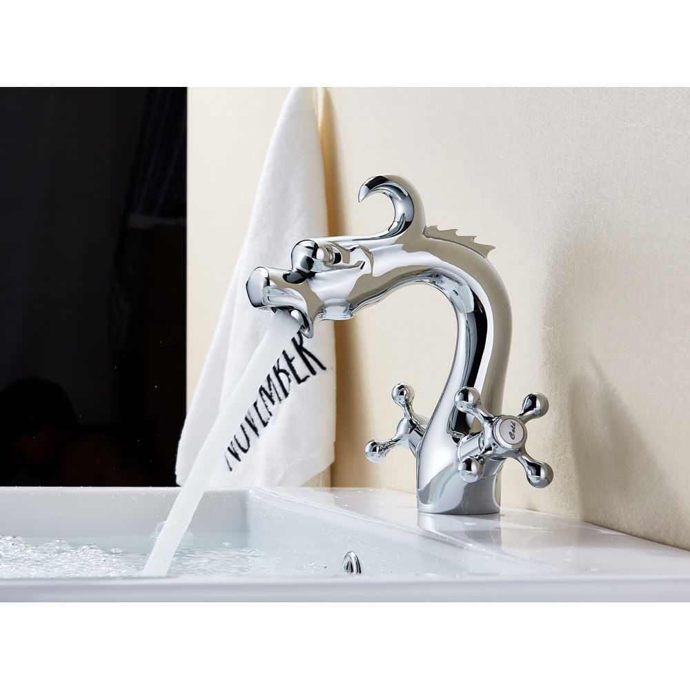 Baterie chiuveta baie, Blackswan, Tip M267 Dragon, model crom, dimensiune 20 cm — imaginea 3