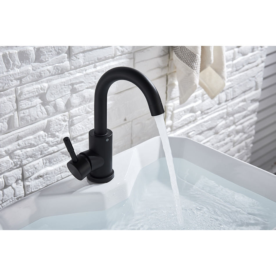 Baterie chiuveta baie, Blackswan, Tip M234, model negru mat rotund, dimensiune 23.5 cm — imaginea 4
