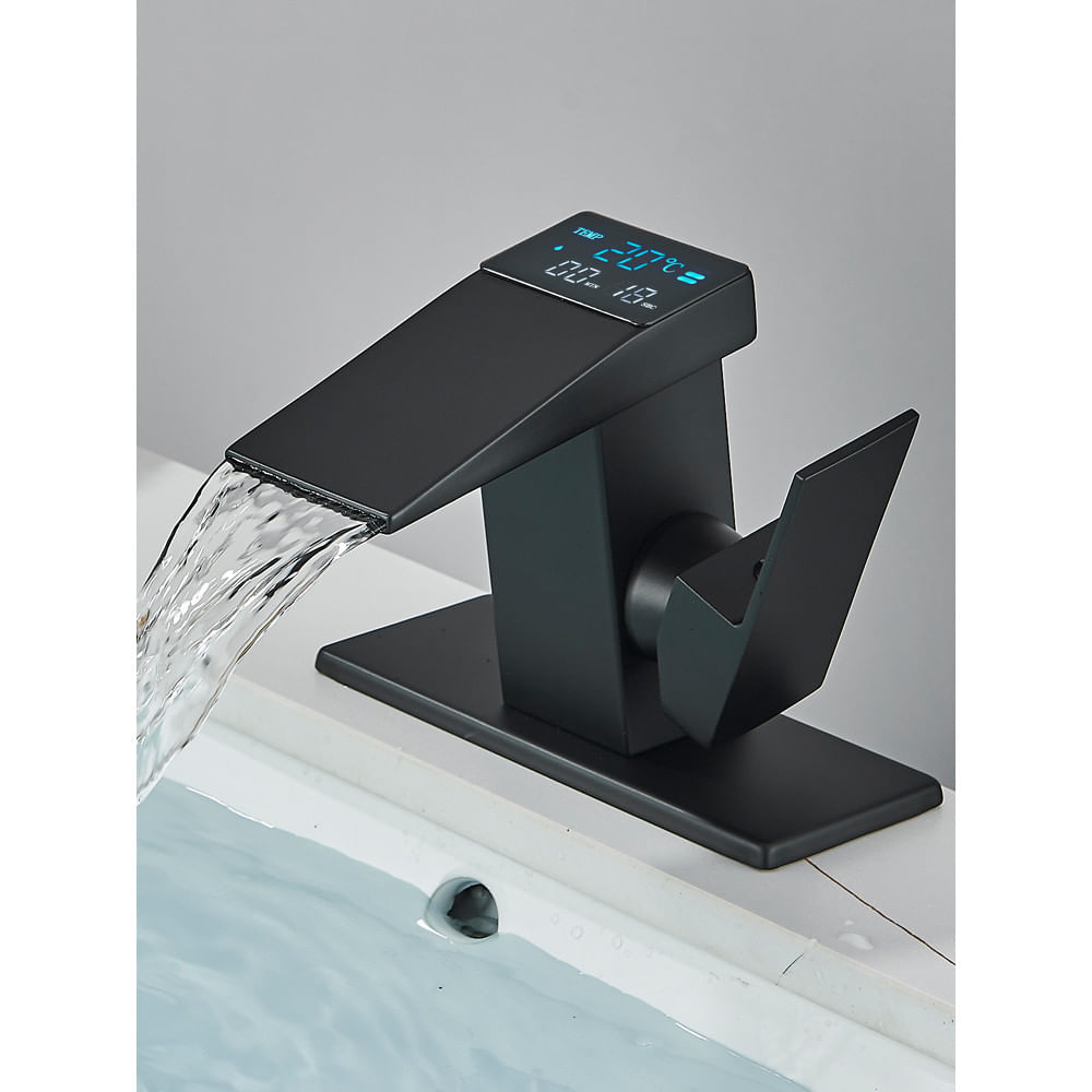 Baterie chiuveta baie, Blackswan, Tip M292, model smart negru mat, cu display LCD, dimensiune 13 cm — imaginea 2
