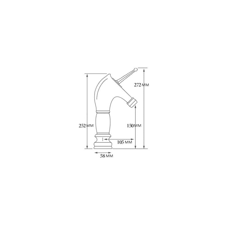 Baterie chiuveta baie, Blackswan, Tip M271 Unicorn, model auriu/ alb mediu, dimensiune 27.2 cm — imaginea 6