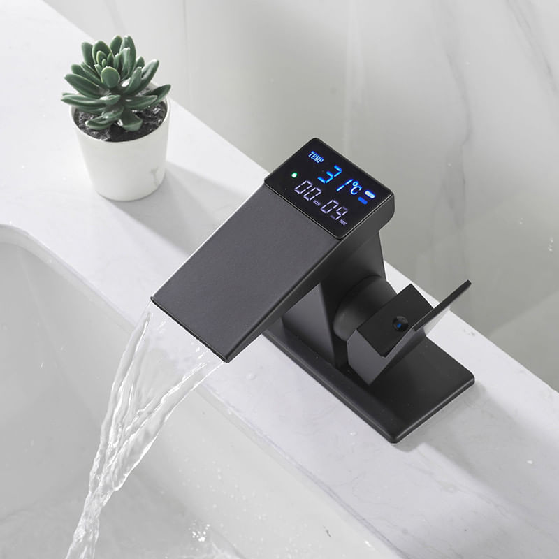 Baterie chiuveta baie, Blackswan, Tip M292, model smart negru mat, cu display LCD, dimensiune 13 cm — imaginea 4