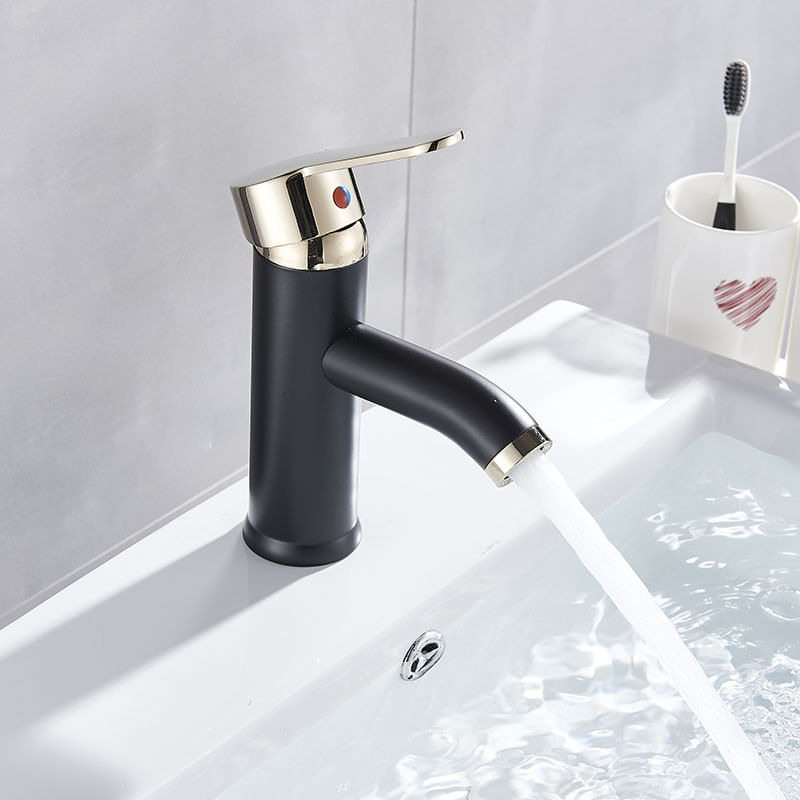 Baterie chiuveta baie, Blackswan, Tip M96, model negru mat/ auriu, dimensiune 17 cm — imaginea 2