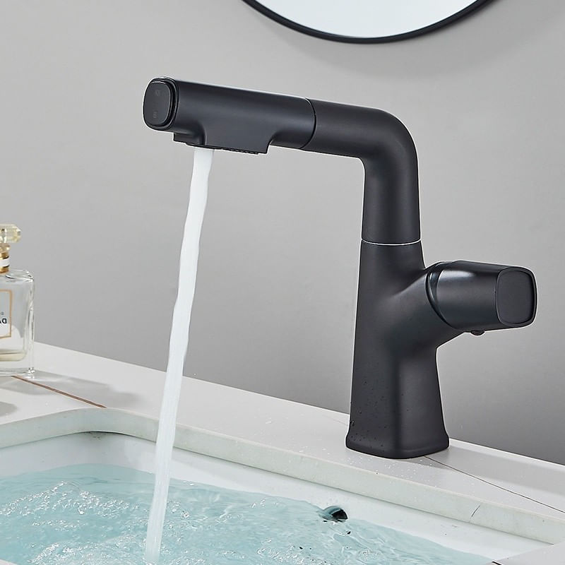 Baterie chiuveta baie, Blackswan, Tip M348, model negru mat liftable, cu doua moduri, dimensiune 24 cm — imaginea 3
