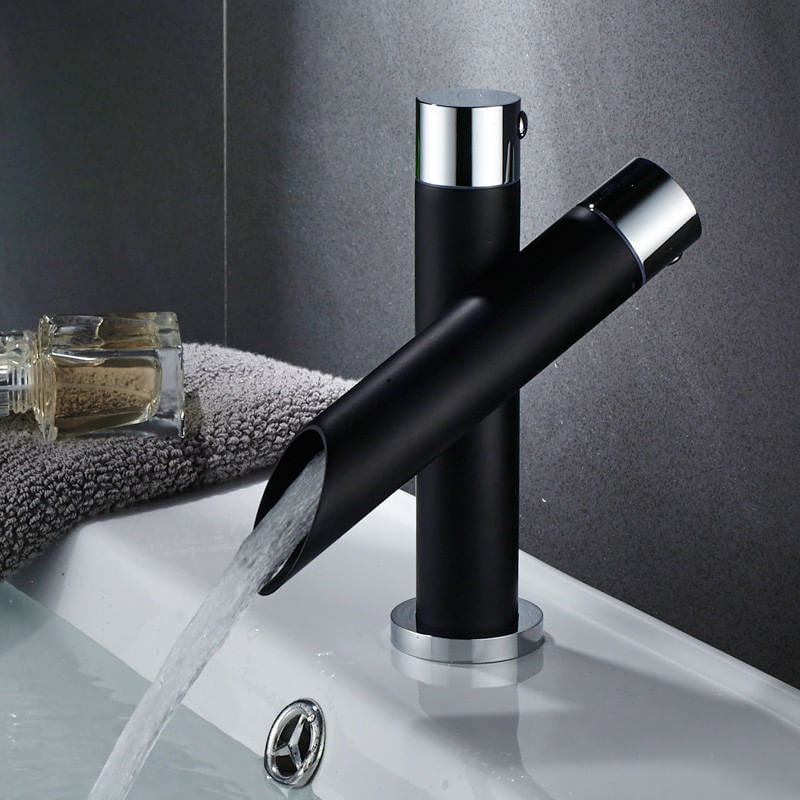 Baterie chiuveta baie, Blackswan, Tip Cascada M28, model negru mat, dimensiune 17 cm — imaginea 2