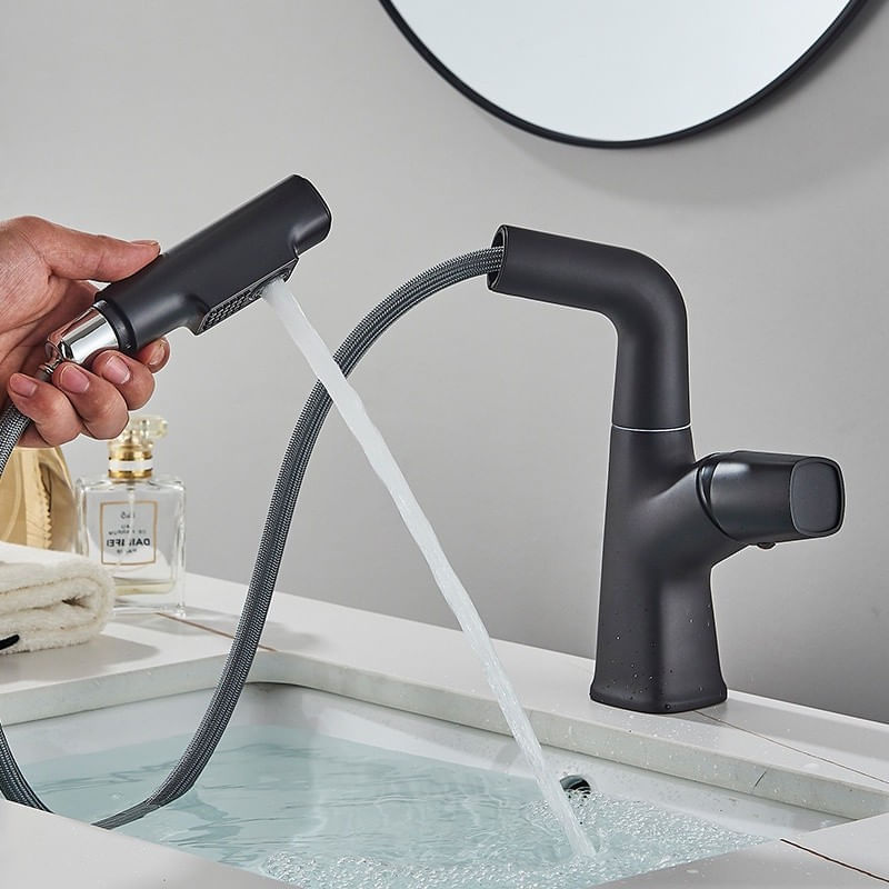 Baterie chiuveta baie, Blackswan, Tip M348, model negru mat liftable, cu doua moduri, dimensiune 24 cm — imaginea 5