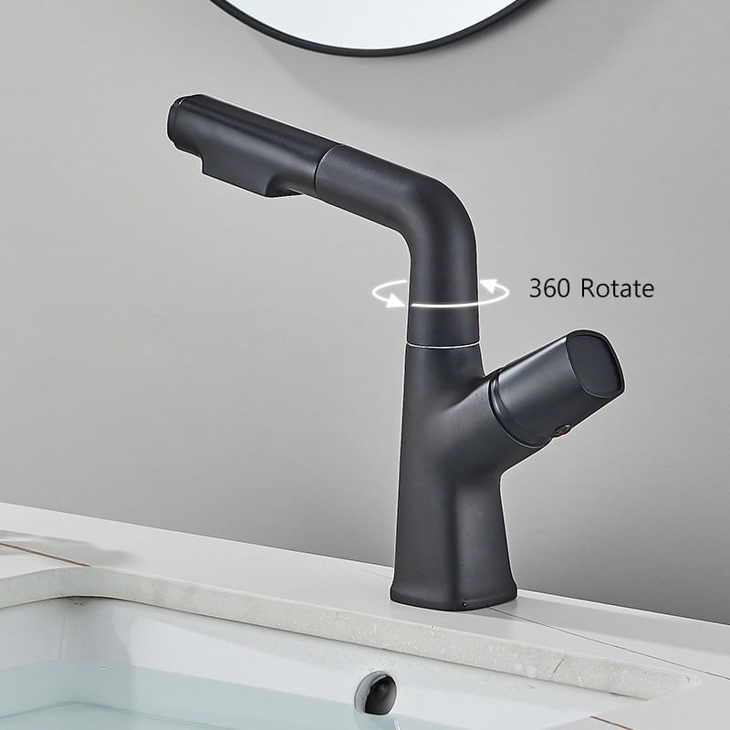 Baterie chiuveta baie, Blackswan, Tip M348, model negru mat liftable, cu doua moduri, dimensiune 24 cm — imaginea 6