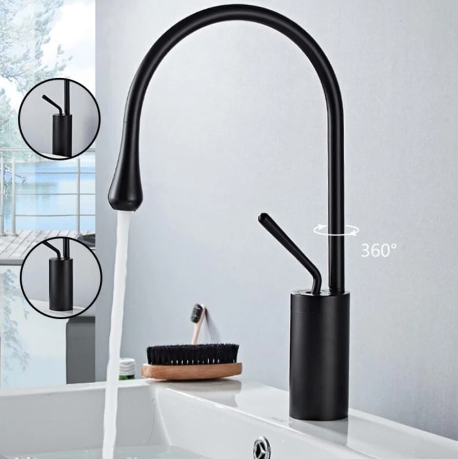 Baterie chiuveta baie, Blackswan, Tip M66, model negru mat, dimensiune 39 cm — imaginea 2