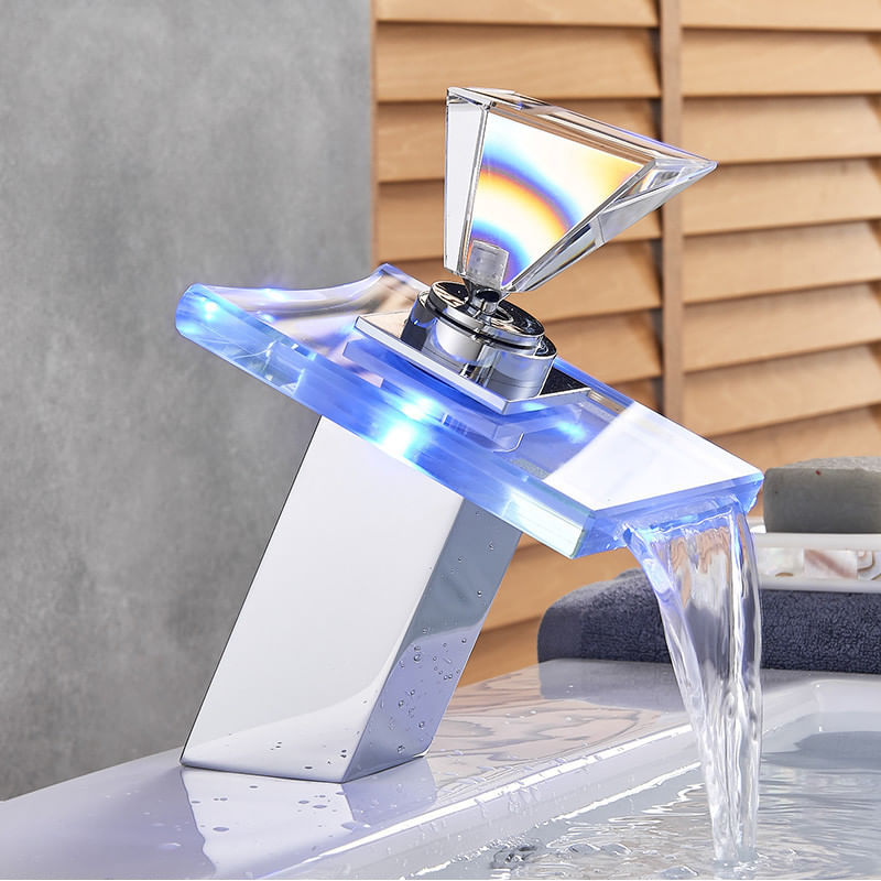 Baterie chiuveta baie cu led, Blackswan, Tip Cascada M21, model crom, dimensiune 18 cm — imaginea 3