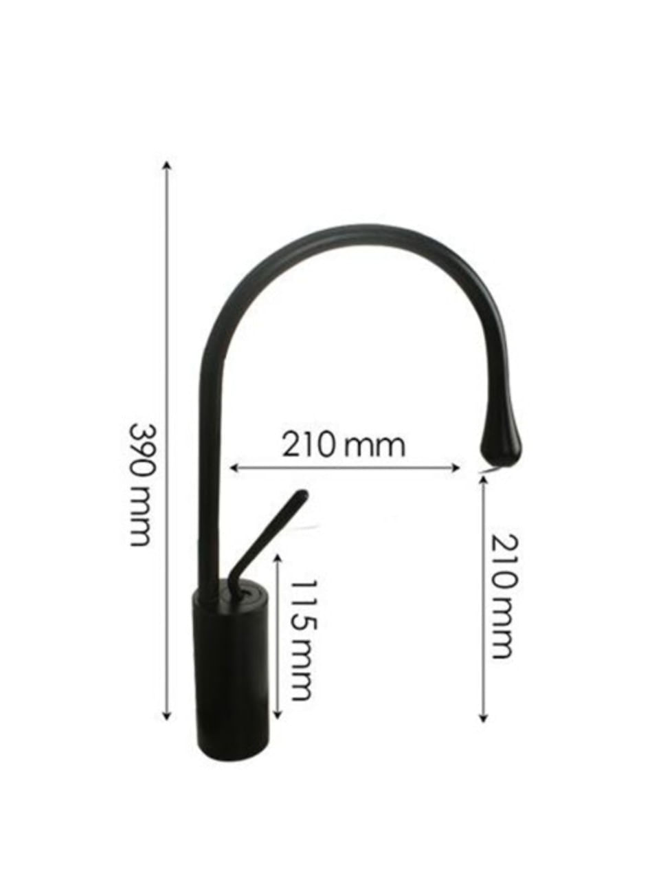 Baterie chiuveta baie, Blackswan, Tip M66, model negru mat, dimensiune 39 cm — imaginea 4