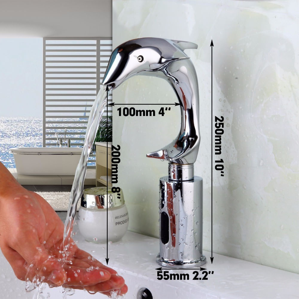 Baterie chiuveta baie, Blackswan, Tip M254 Delfin cu senzor, model crom, dimensiune 25 cm — imaginea 5