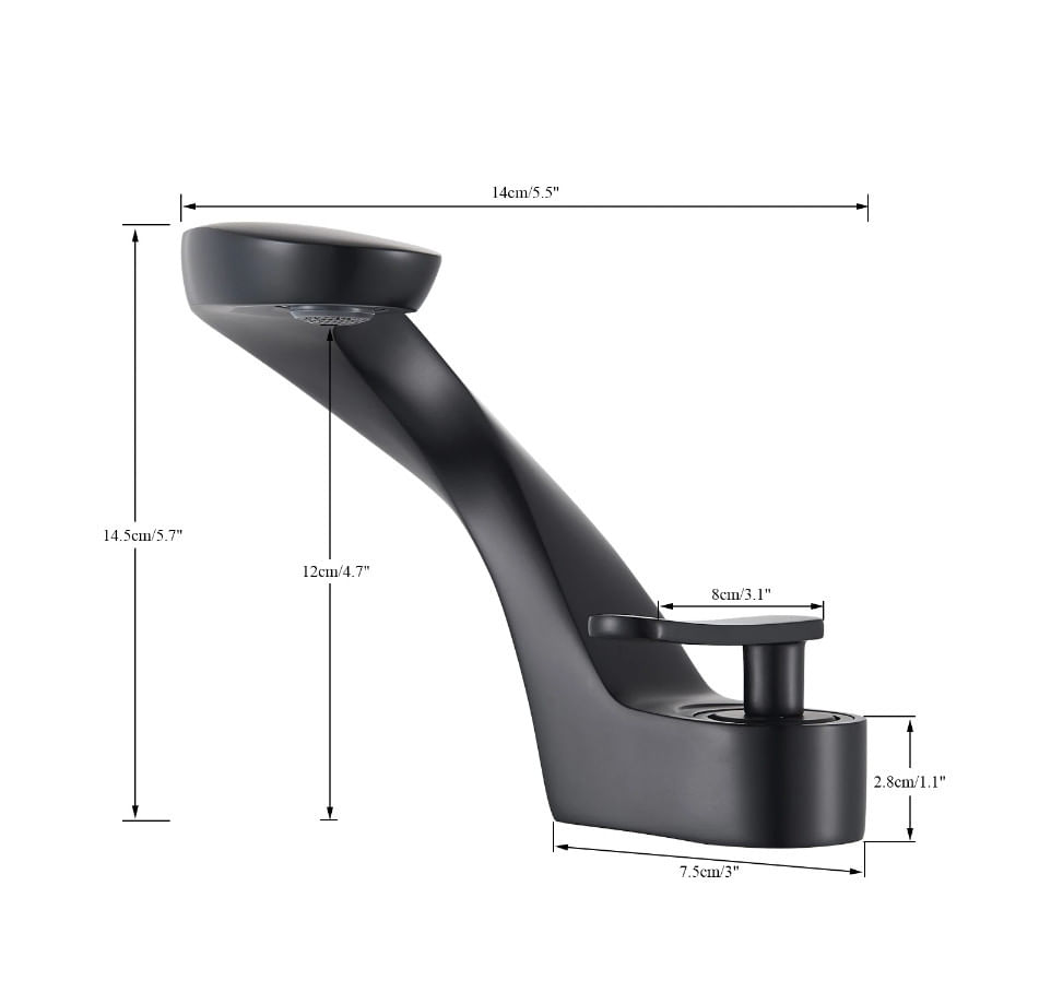 Baterie chiuveta baie, Blackswan, Tip M13, model negru mat, dimensiune 14.5 cm — imaginea 5