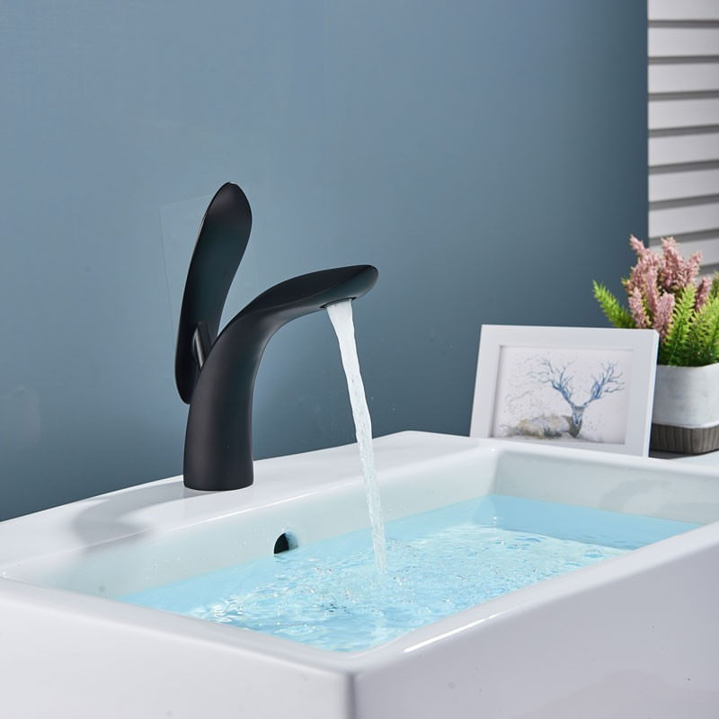 Baterie chiuveta baie, Blackswan, Tip M89, model negru mat, dimensiune 20 cm — imaginea 2