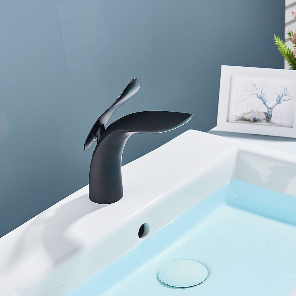 Baterie chiuveta baie, Blackswan, Tip M89, model negru mat, dimensiune 20 cm — imaginea 3