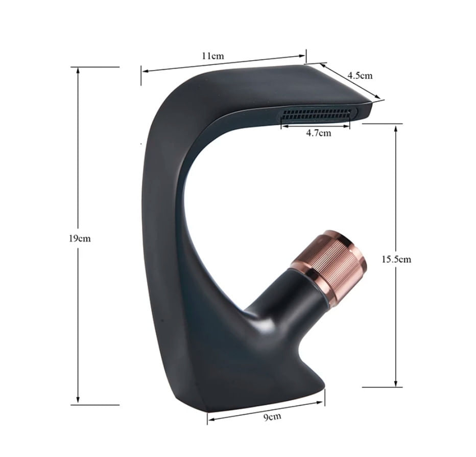 Baterie chiuveta baie, Blackswan, Tip cascada M47, model negru/ rose gold, dimensiune 19 cm — imaginea 5